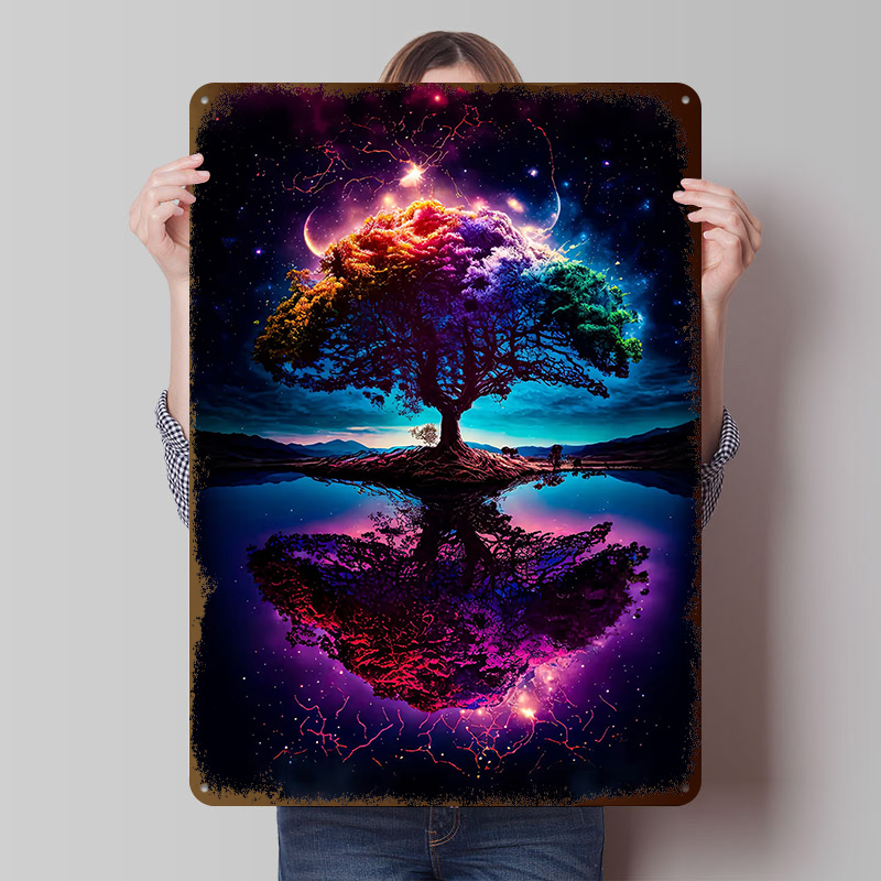 Retro Gaming Life - Kosmiczny Drzewo Życia Plakat Personalizowane Metalowe