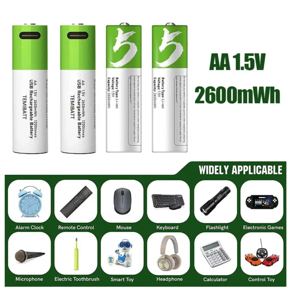 8 szt. Baterii AA 1.5V 2600mWh – Rechargeable Battery Aa recenzja i cena